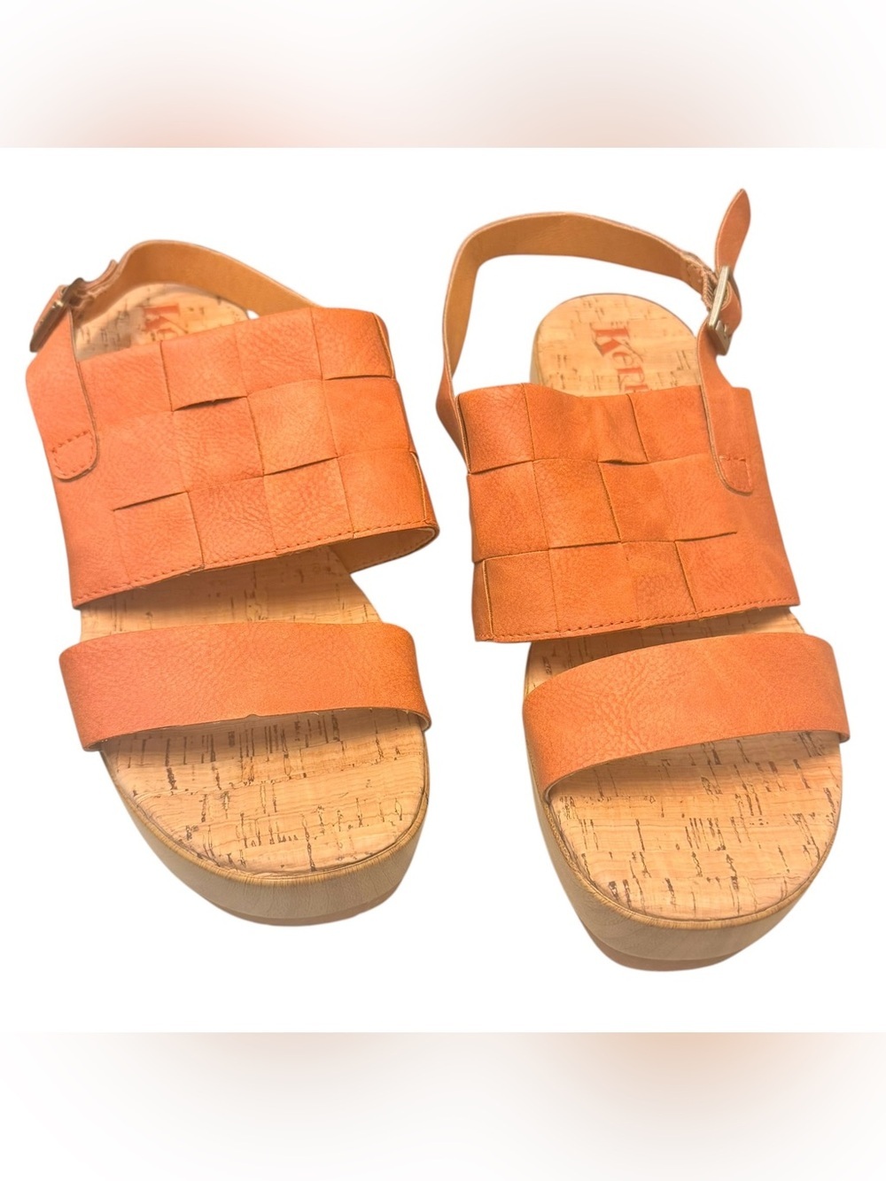 Kork-Ease Orange Woven Platform Sandals faux leather Sz 8 New without tag - Picture 2 of 9